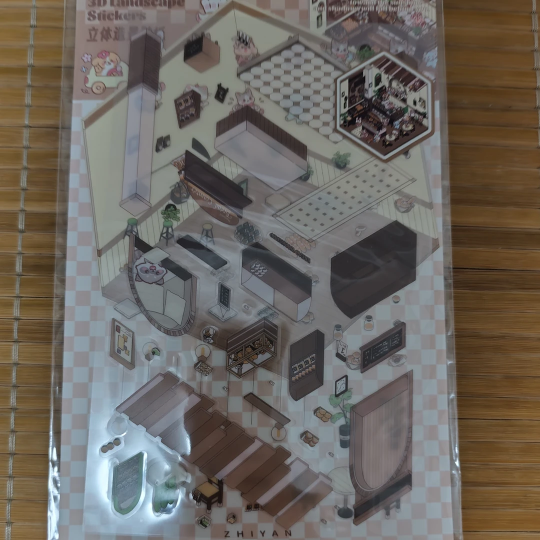 西式甜品店造景贴纸式益智贴画免剪裁DIY手工解压玩具