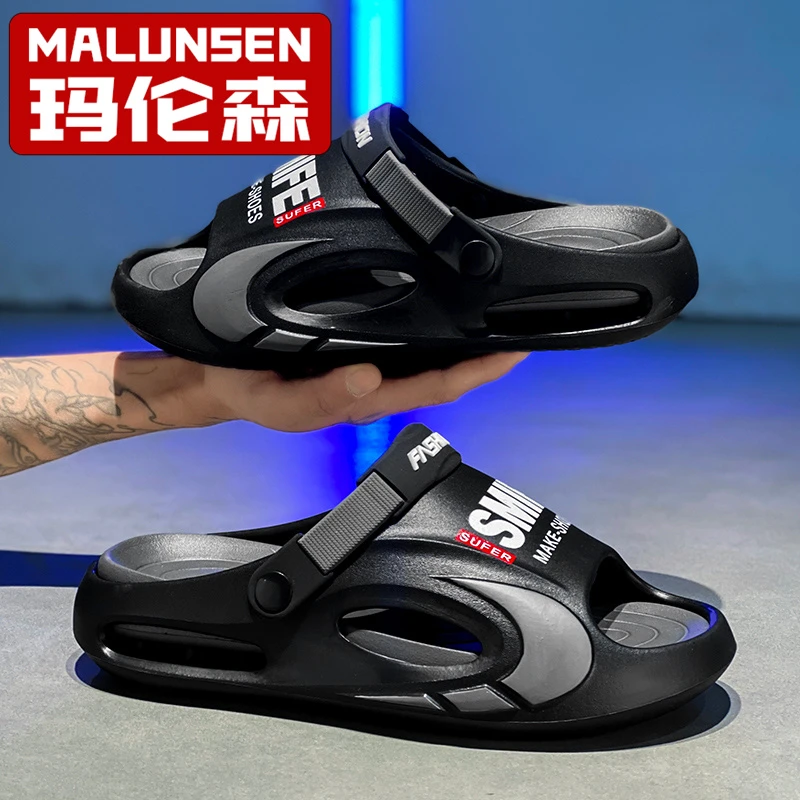 拖鞋夏季一字拖沙滩户外软底防滑时尚厚底男士休闲耐磨外穿一字拖