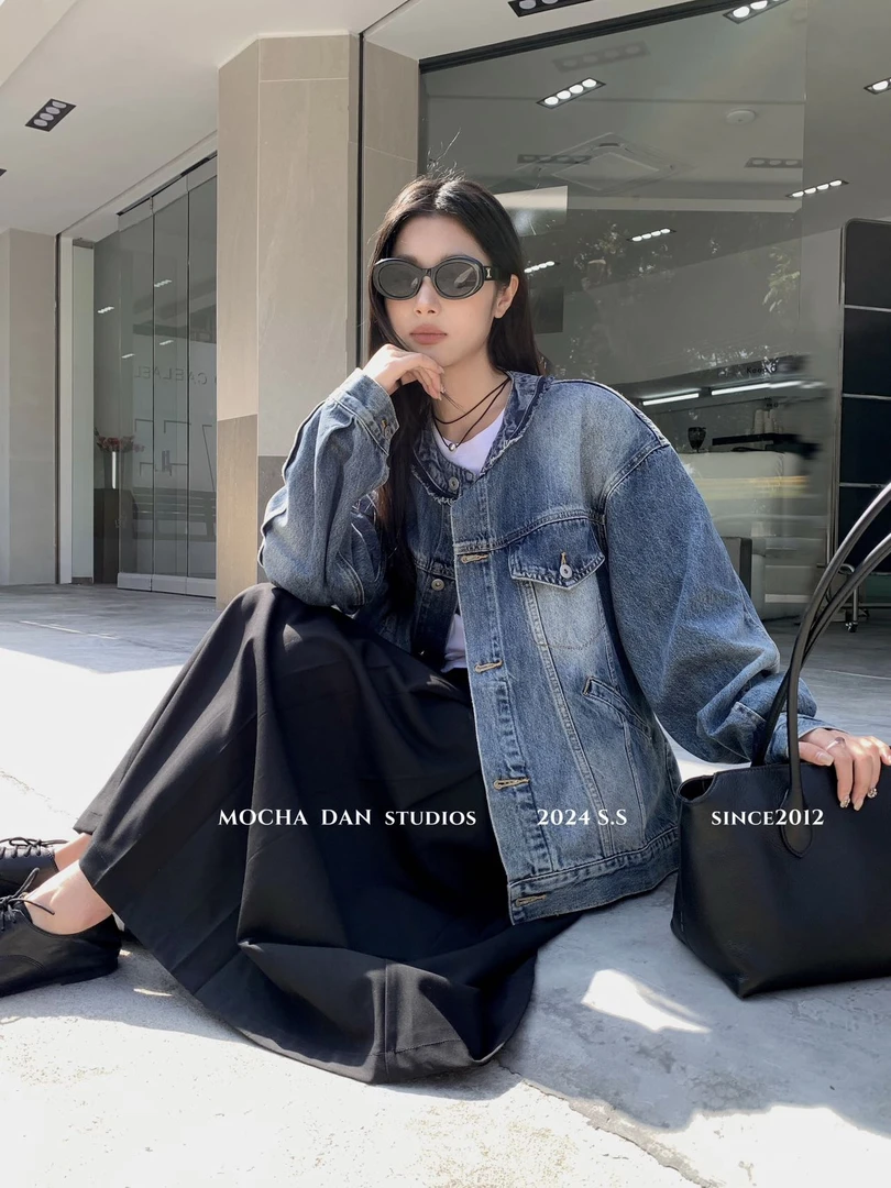 抹茶蛋#韩版潮流洗水牛仔外套#1121