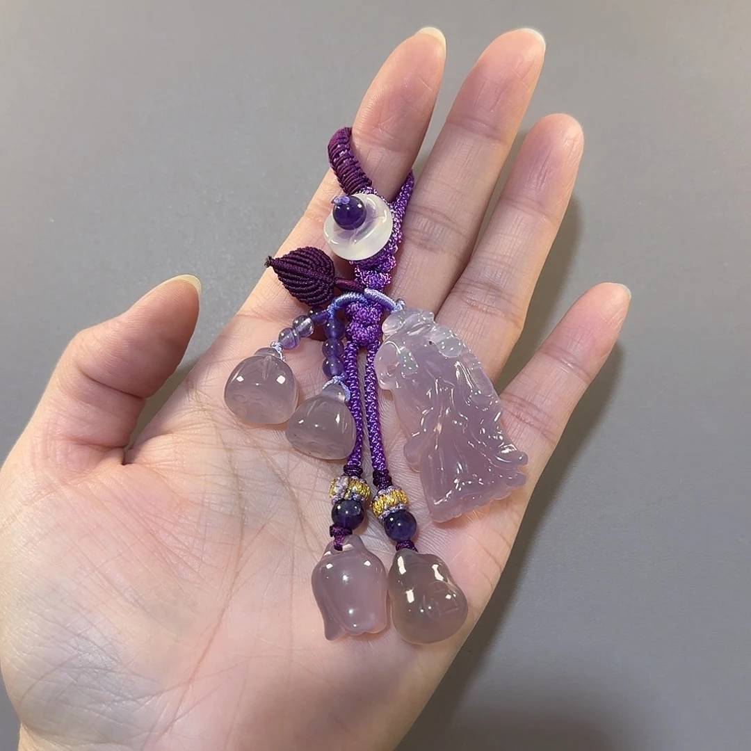 玛瑙/玉髓未镶嵌钥匙挂件