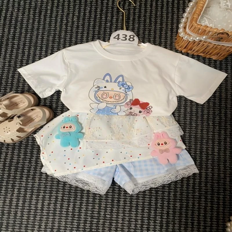 【143】-女童学院风套装夏季2025新款儿童服装卡通两件套438