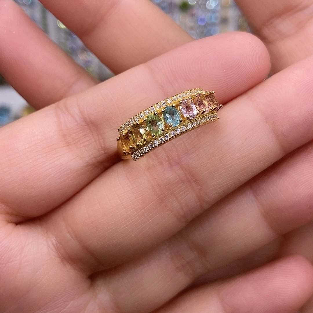 碧玺戒指银S925镶嵌