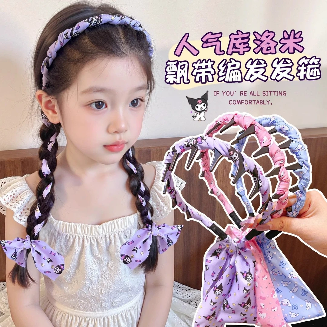 女童夏三丽鸥布艺带齿发箍碎发刘海整理发箍甜美丝巾双马尾编发箍