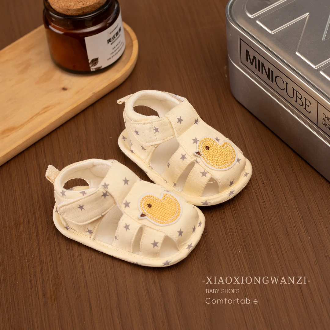 婴儿鞋夏季软底包头凉鞋0-1岁男女宝宝步前鞋新生幼儿不掉鞋子8