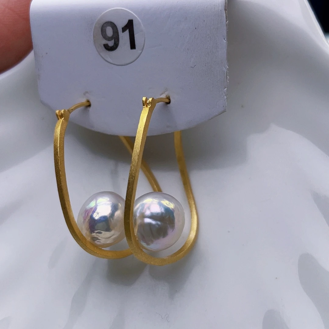 淡水珍珠耳饰银S925镶嵌l****i