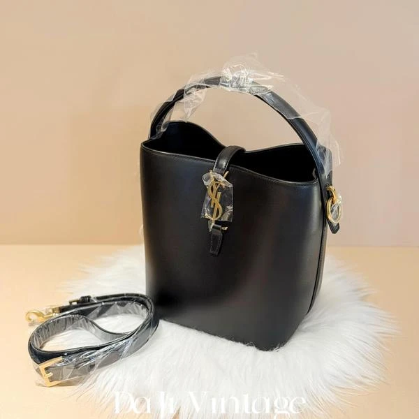 大吉中古/ysl 圣罗兰黑金小号水桶斜挎包