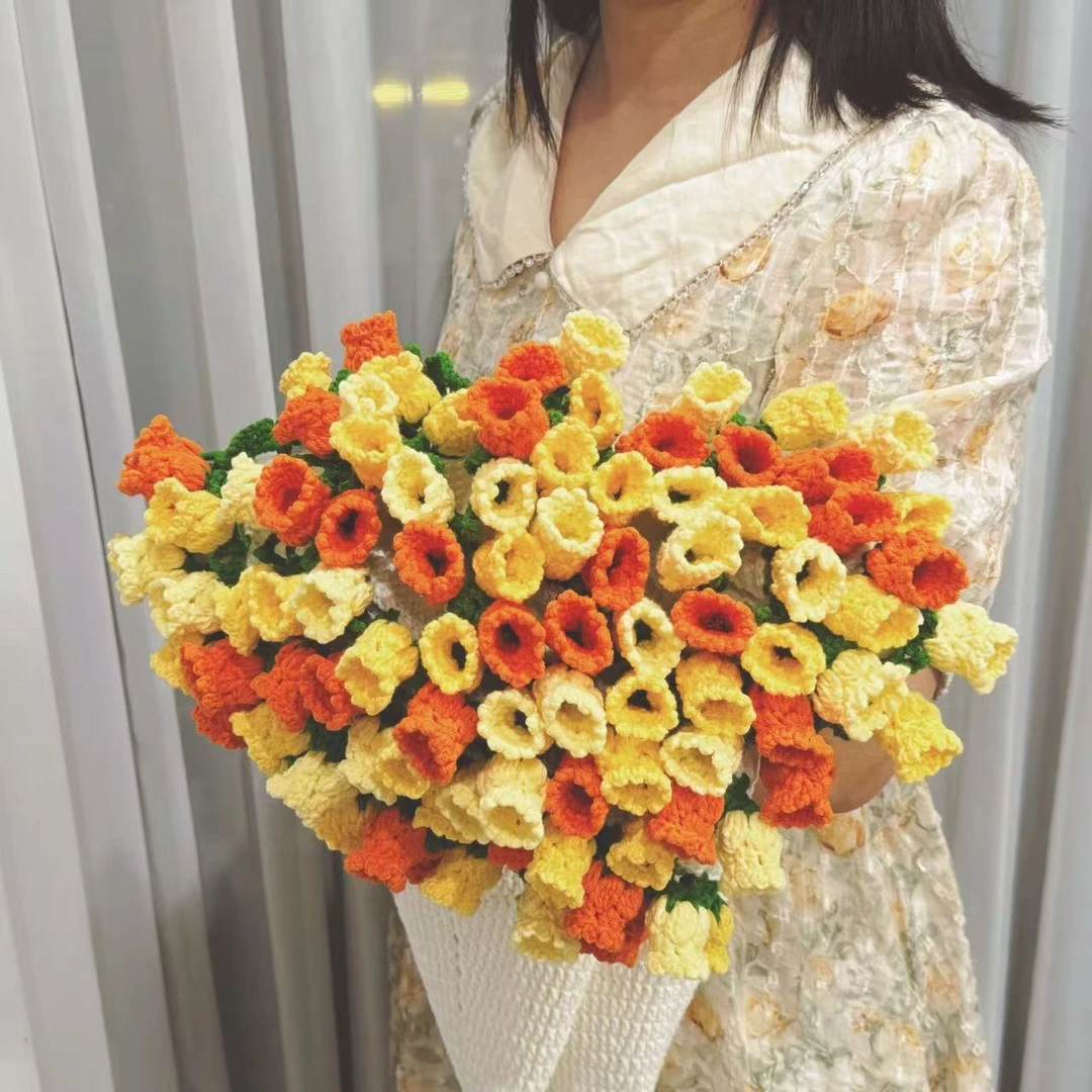 【主播推荐铃兰花毯材料包】手工钩毛线diy花束毯子9团雪五送工具包