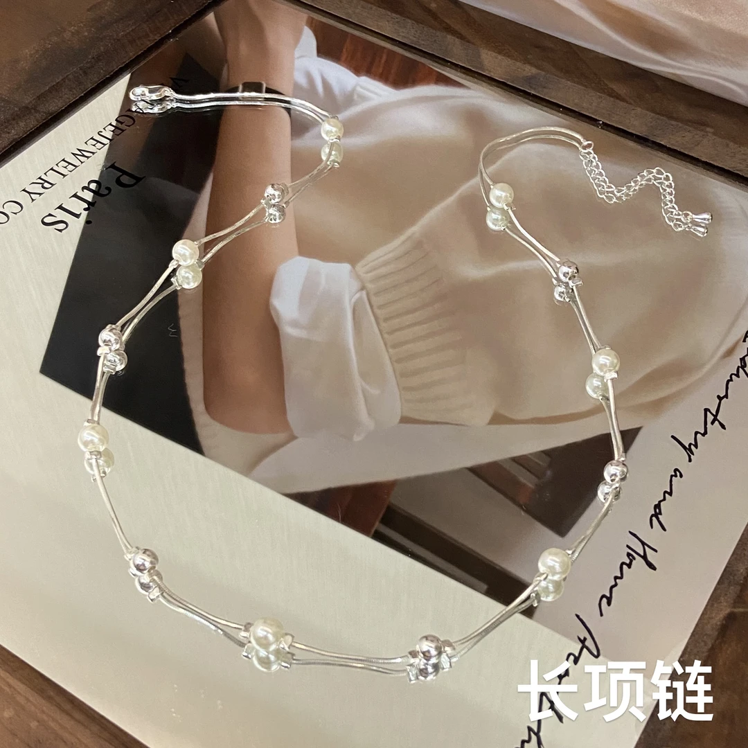 铜合金仿珍珠项链 镀K金 长款 泡泡满天星韩系长项链X8121