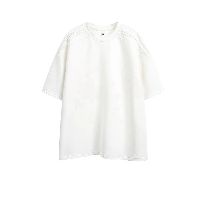 夏季正肩显壮短袖T恤男重磅廓形宽松加肥加大码纯色简约半袖体恤