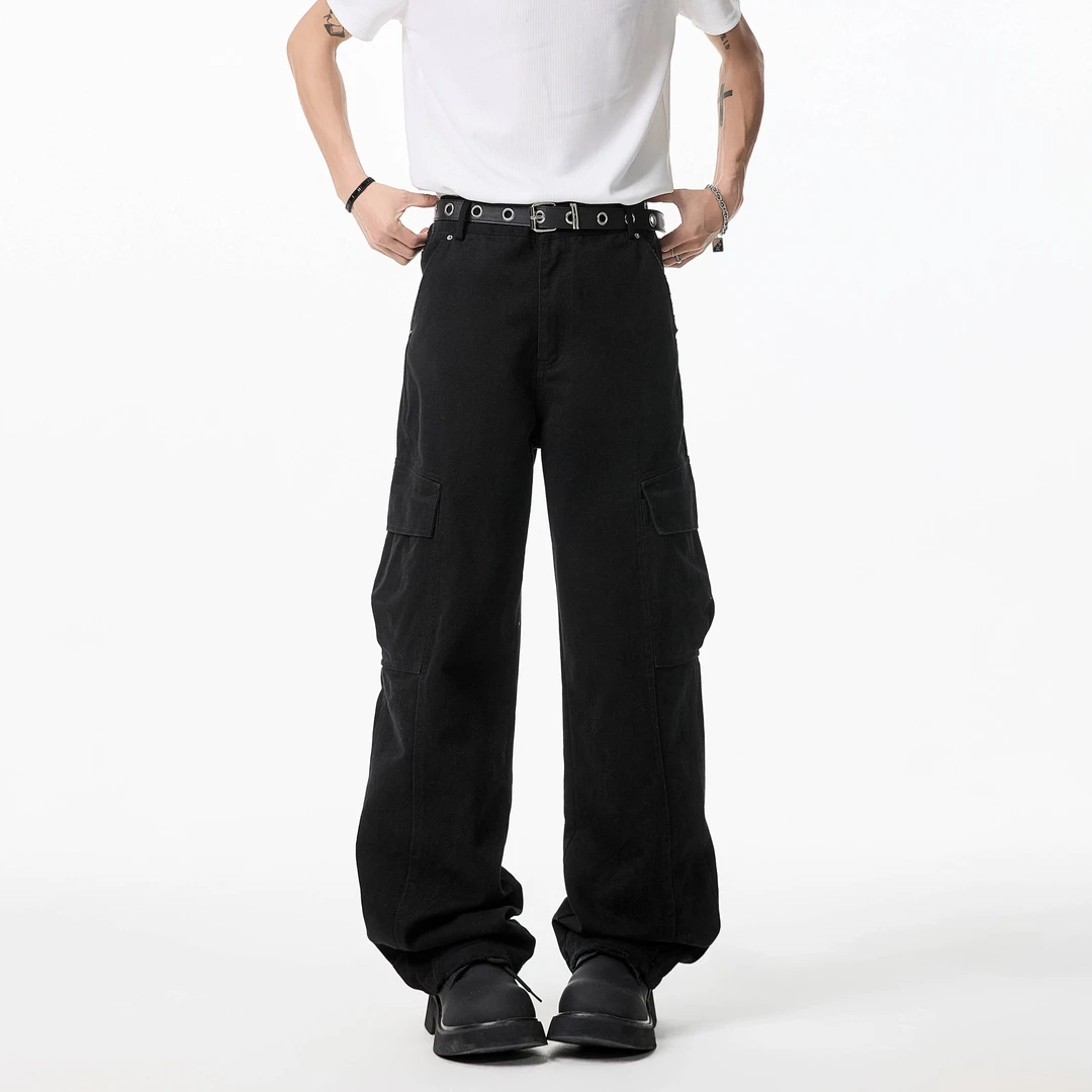 YJ玖柒美式复古工装牛仔裤男女街头百搭时尚直筒裤休闲长裤24168