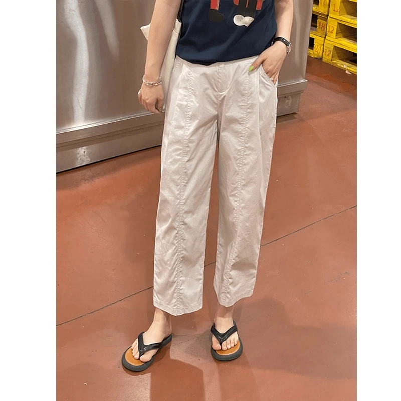 赛般WenWen小个子夏季高腰显瘦宽松九分裤垂感阔腿休闲裤1455外穿