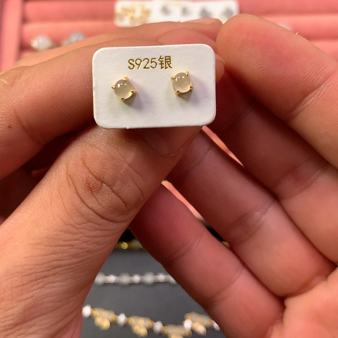 呆***子翡翠银S925镶嵌戒指36