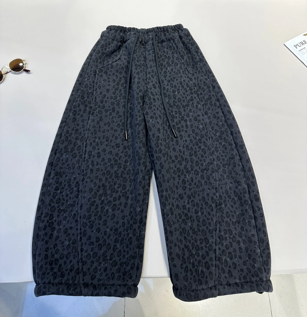 儿童冬装韩范加绒百搭抽绳休闲裤中大童一体绒保暖长裤   25681