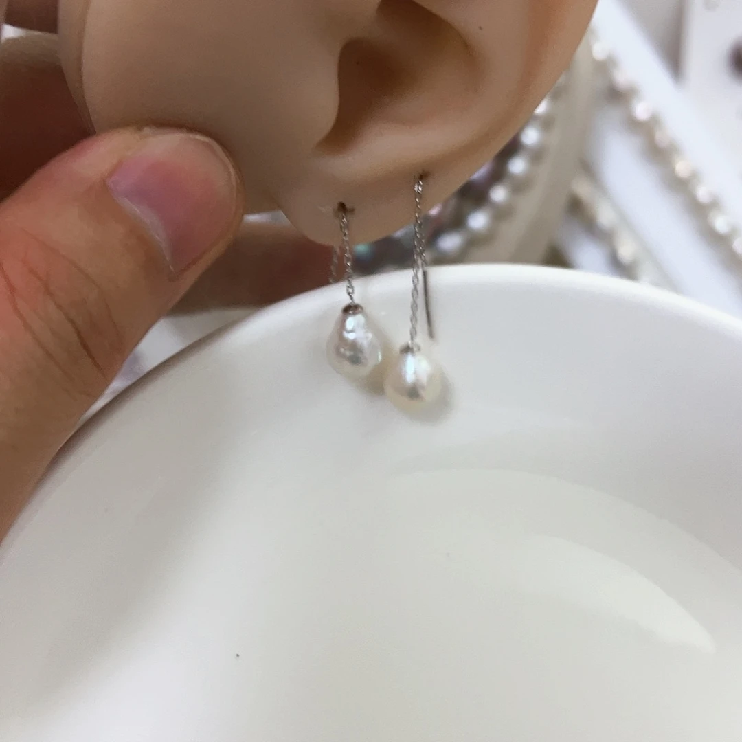 银S925镶嵌淡水珍珠耳饰
