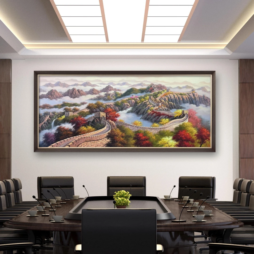 郭雅伟原创《绵延万里》纯手工手绘长城油画带框客厅茶室会议室挂画