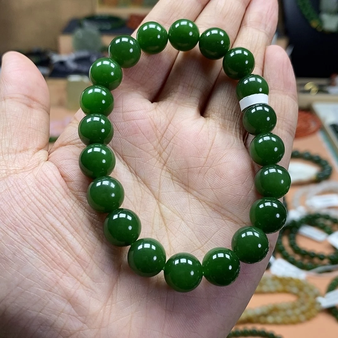 和田玉（碧玉）未镶嵌颈饰10mm阳绿