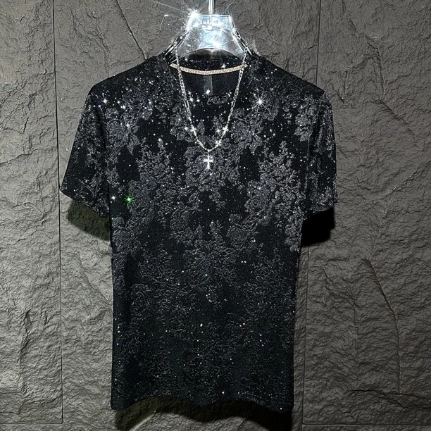 2025时尚潮流透气修身百搭男士薄款圆领半袖000