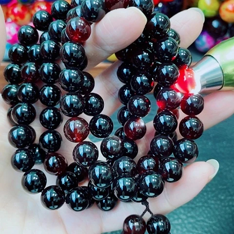 玛瑙未镶嵌手饰黑金血离子108