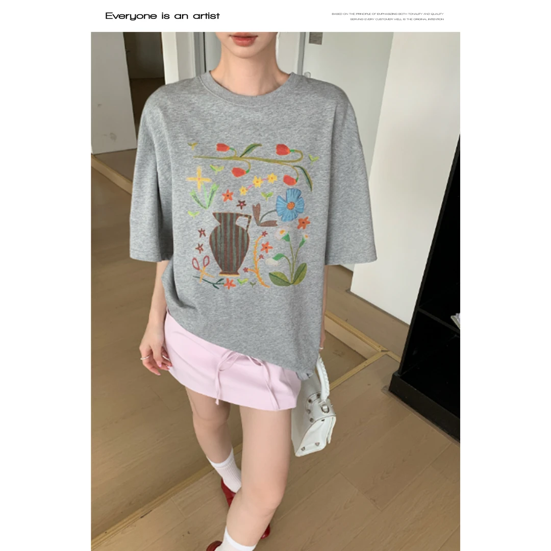 62100短袖T恤印花设计感上衣