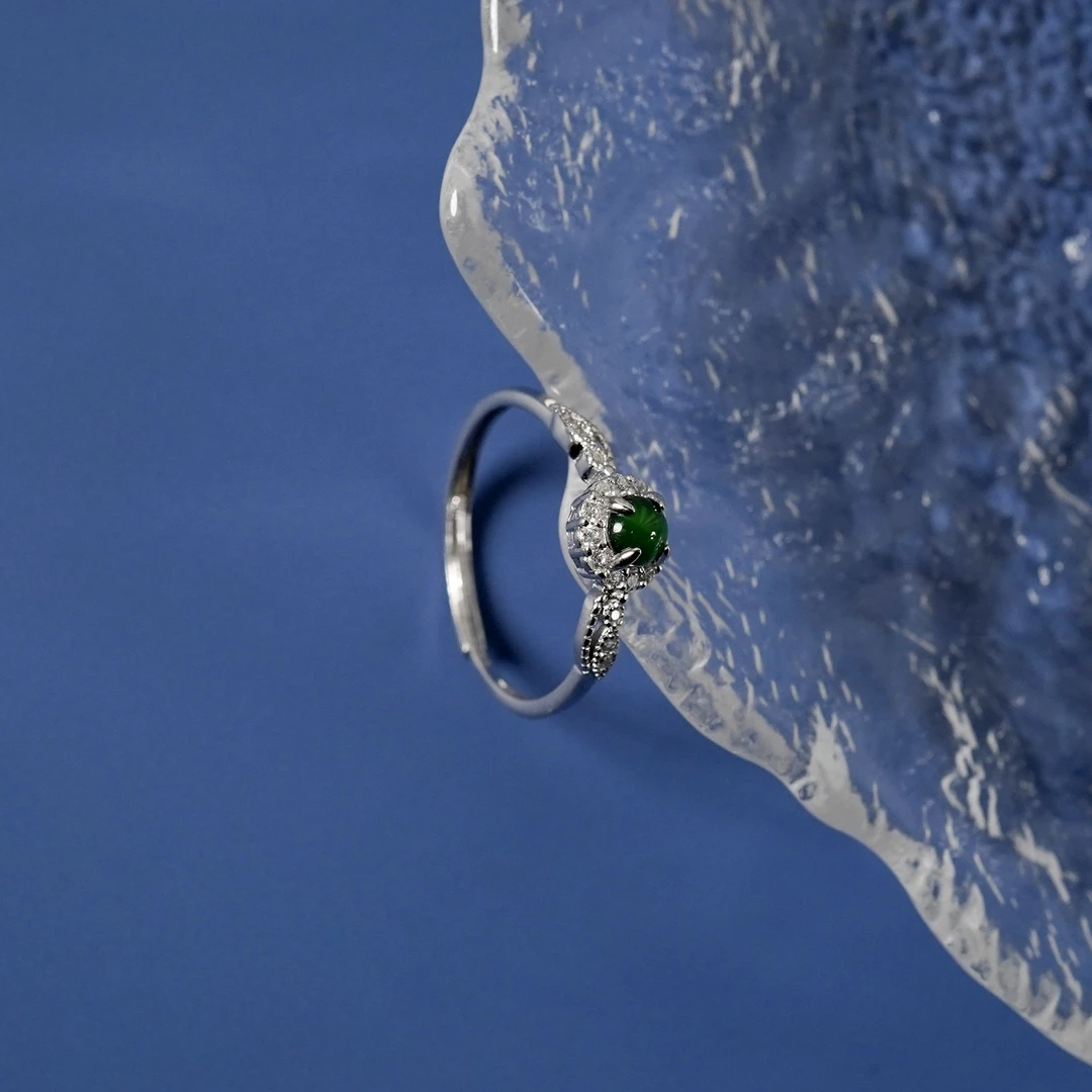 天然4m绿翡翠戒指F640ZC020