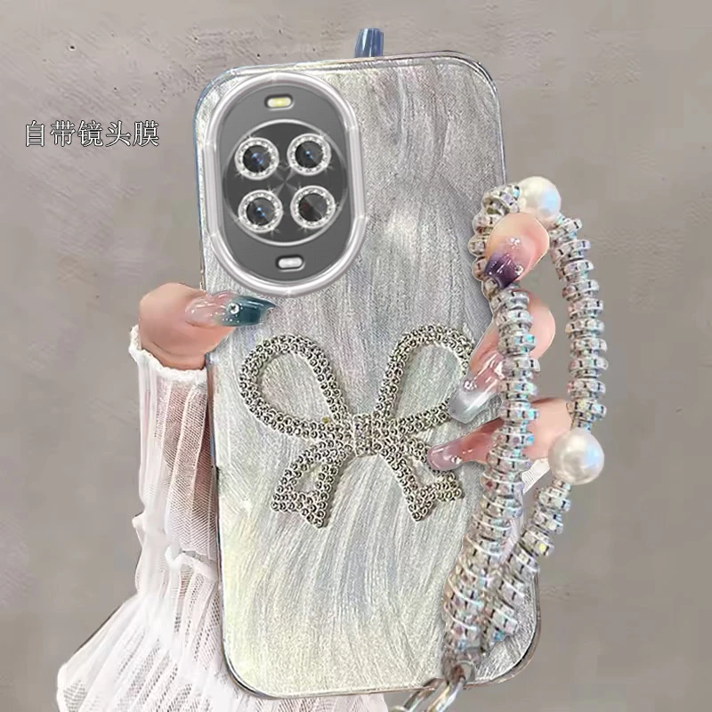 带镜头膜华为Nova14Pro手机壳镶钻蝴蝶结MIA-AL00全包软壳nova14p
