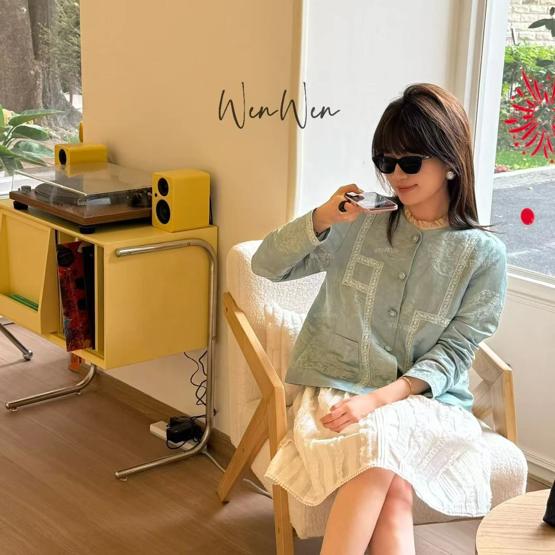WENWEN-深圳原创【“晨光佳人”25早春提花百搭时尚圆领外套】WT0322