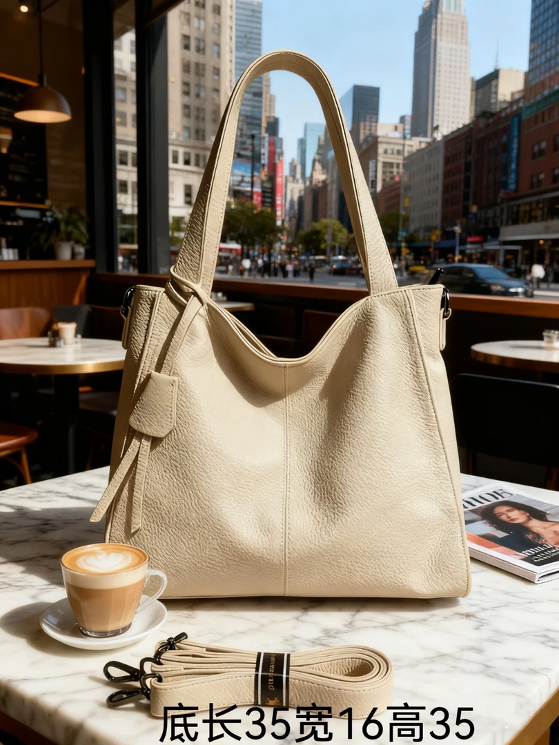 【正品保罗068】皎洁白月2025新款斜挎头层牛皮单肩大容量托特女包