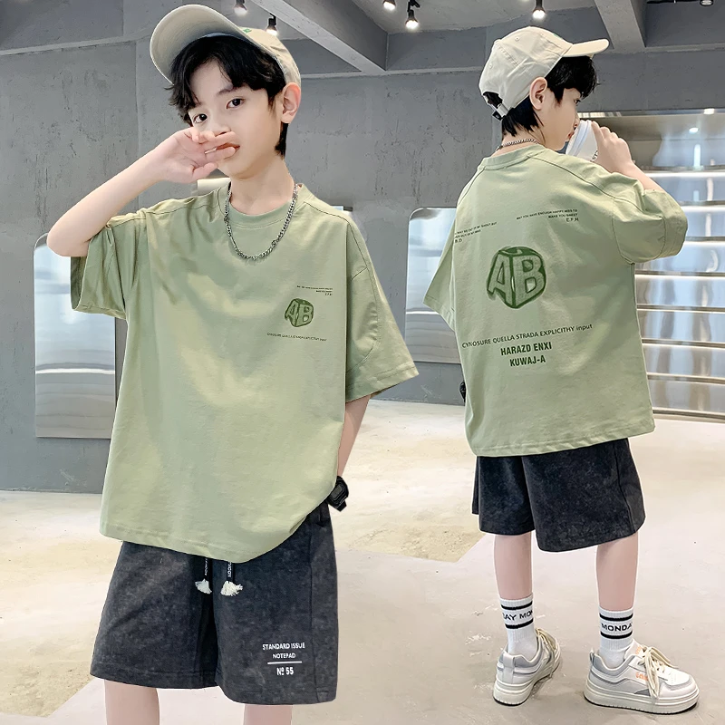 儿童装男童夏装薄款套装2025新款中大童夏季短袖运动夏款酷帅气潮