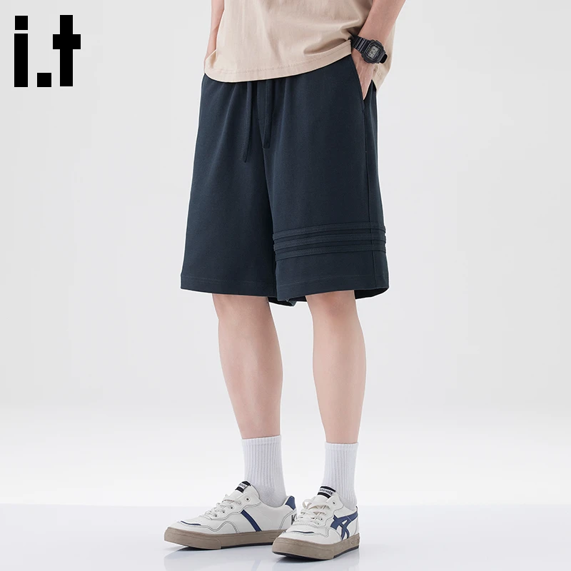 i.t:CHOCOOLATE男士条纹休闲短裤2025夏季薄款日系宽松运动五分裤