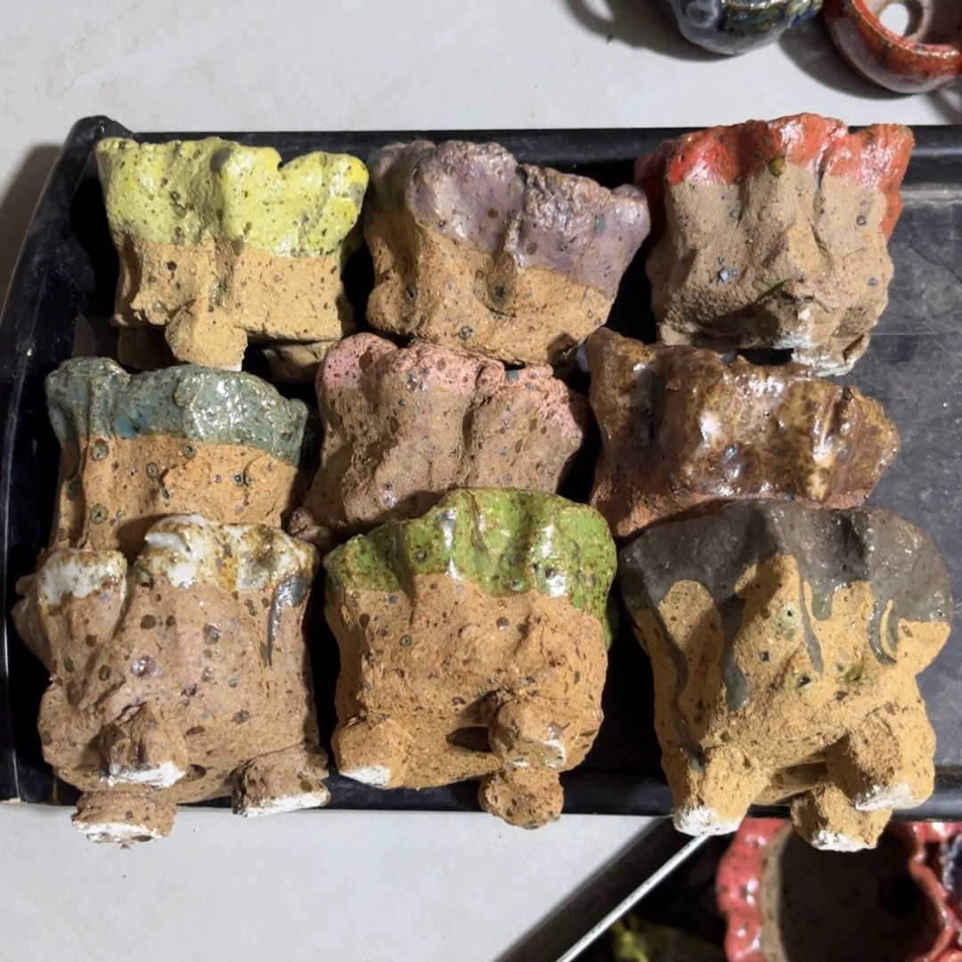 泥塑古镇炻陶花盆