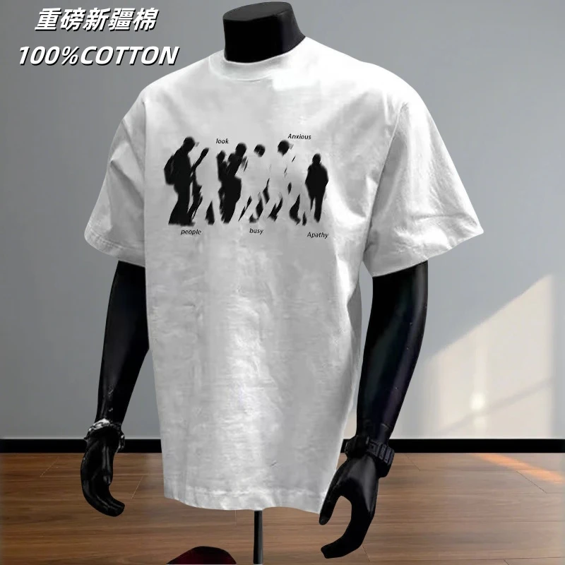 【LazyBody】男士t恤短袖2025夏季新短袖男款高克重纯棉休闲短袖t恤