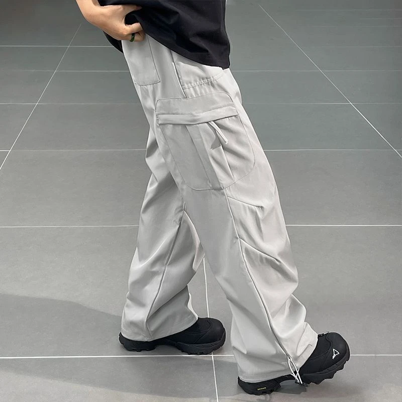 美式复古高街工装裤男直筒阔腿休闲裤2025年新款时尚潮流ins长裤