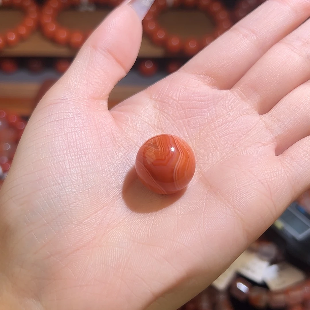 南红玛瑙单珠未镶嵌18mm红白料