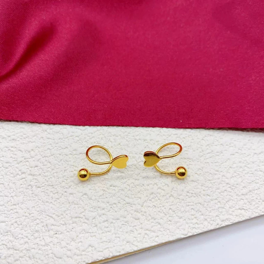 【木韵阁】足金999 黄金5G在爱心螺丝耳钉时尚百搭经典 2.07