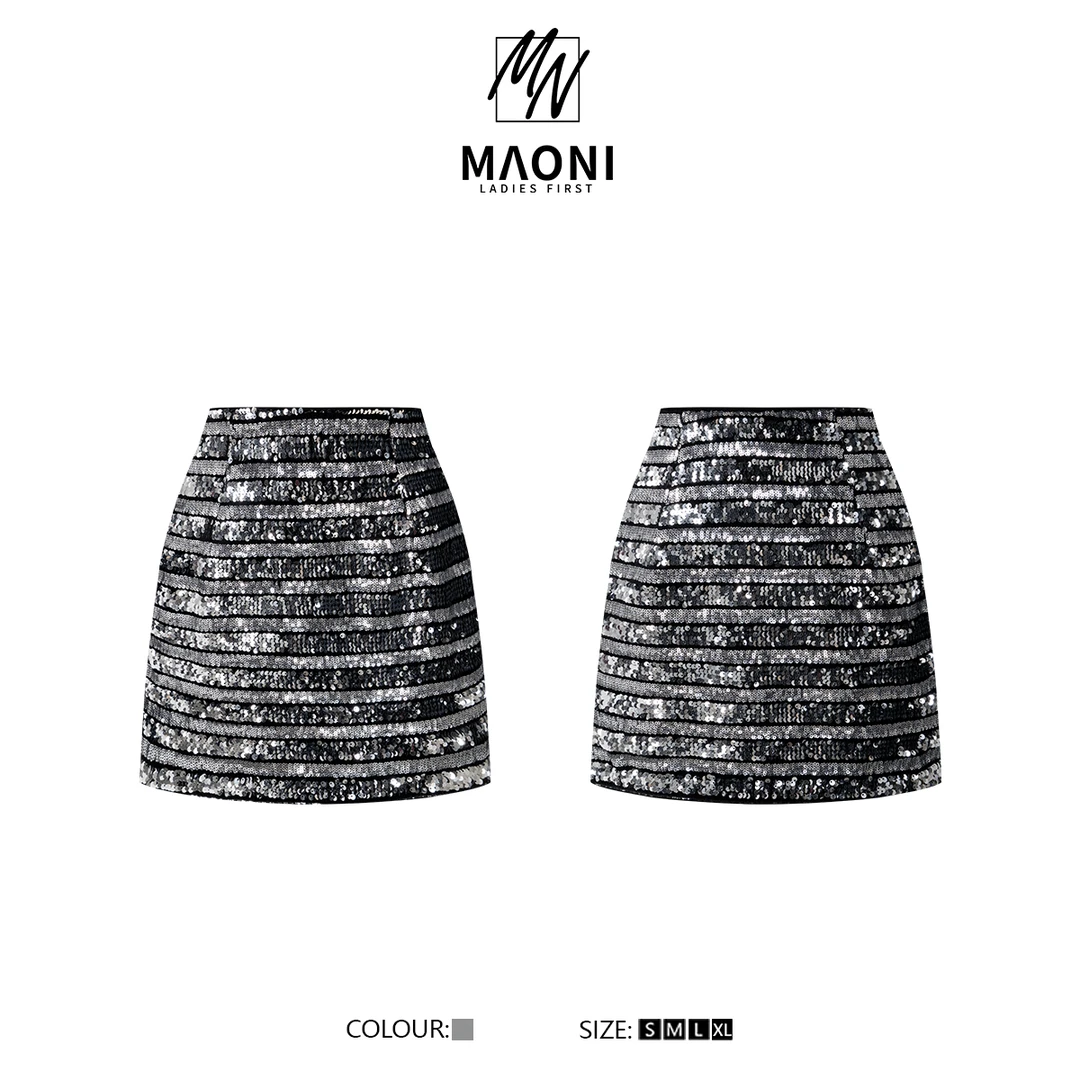 毛妮Peshe【亮片半身裙】重工设计感显瘦闪闪短裤裙女2025春L1303