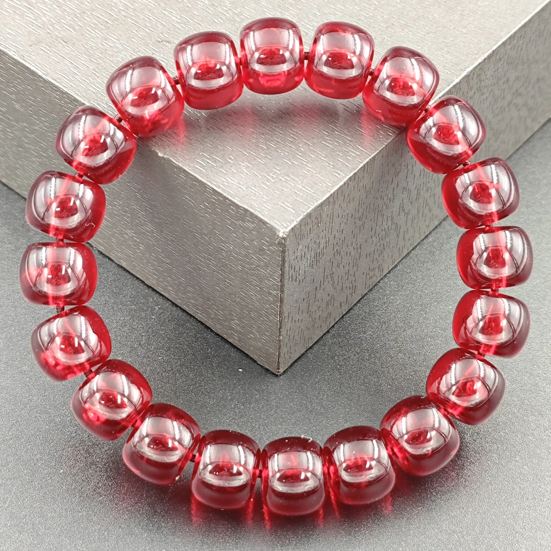 G289经典简约气质百搭民族风牛血红树脂手串手链