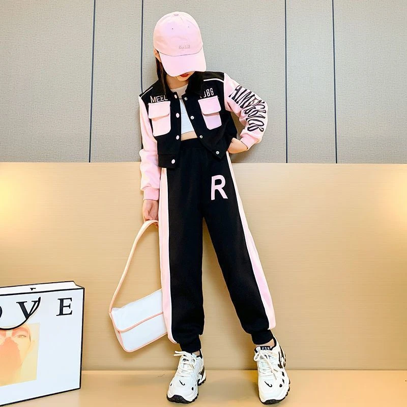 女童装春装工装休闲套装时髦洋气2025新款儿童春秋款中大童两件套