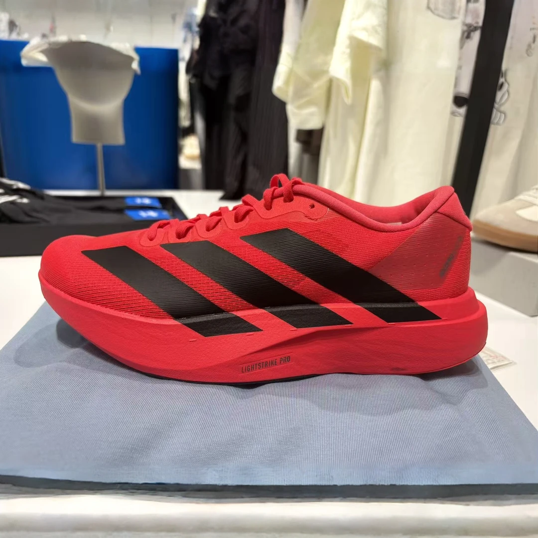 Adidas Adizero EvoSL 跑者美学红黑男款耐磨竞速运动跑鞋 JS4492