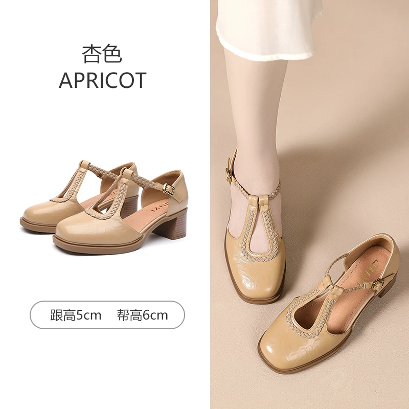 玛丽珍鞋时装凉鞋女款职业凉鞋圆头凉鞋夏季粗跟复古百搭时尚1138