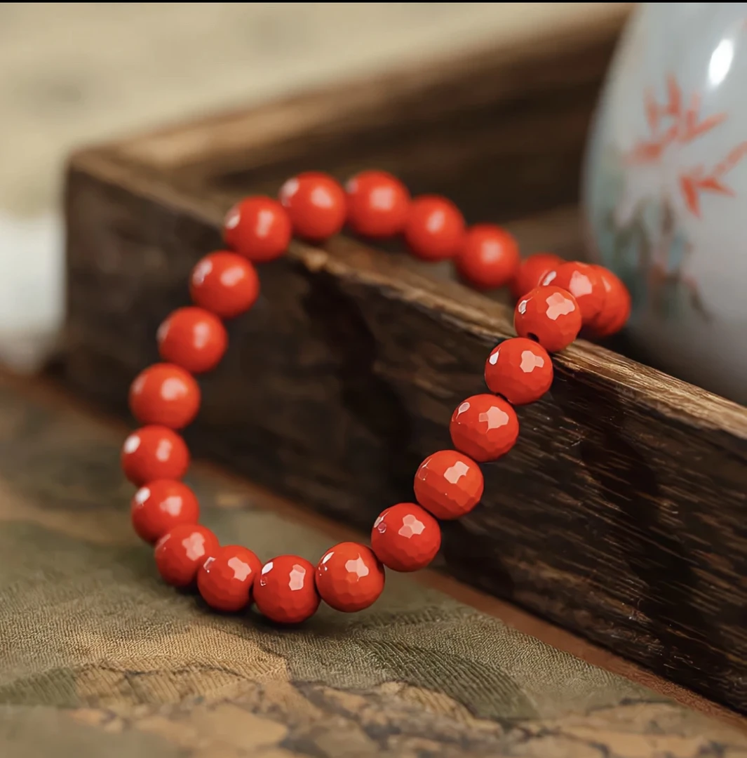 含辰砂工艺品含辰砂工艺高含量水飞红砂卡6mm凌形手串