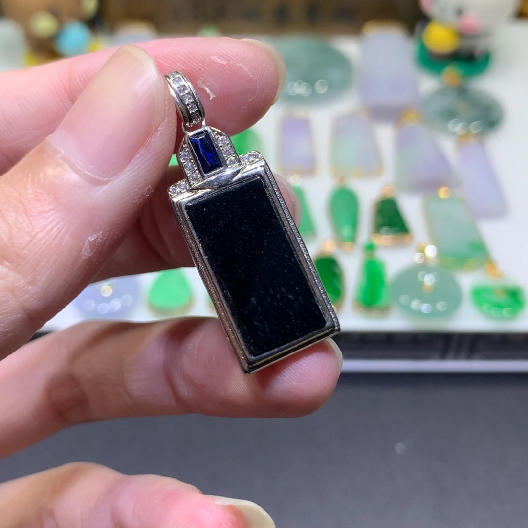 翡翠银S925镶嵌吊坠(不含链)