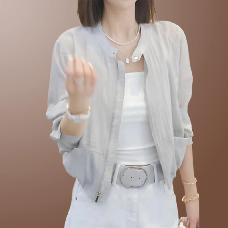 休闲减龄风潮流外套女2025年夏季新款轻薄透气防晒衣空调衫上衣女