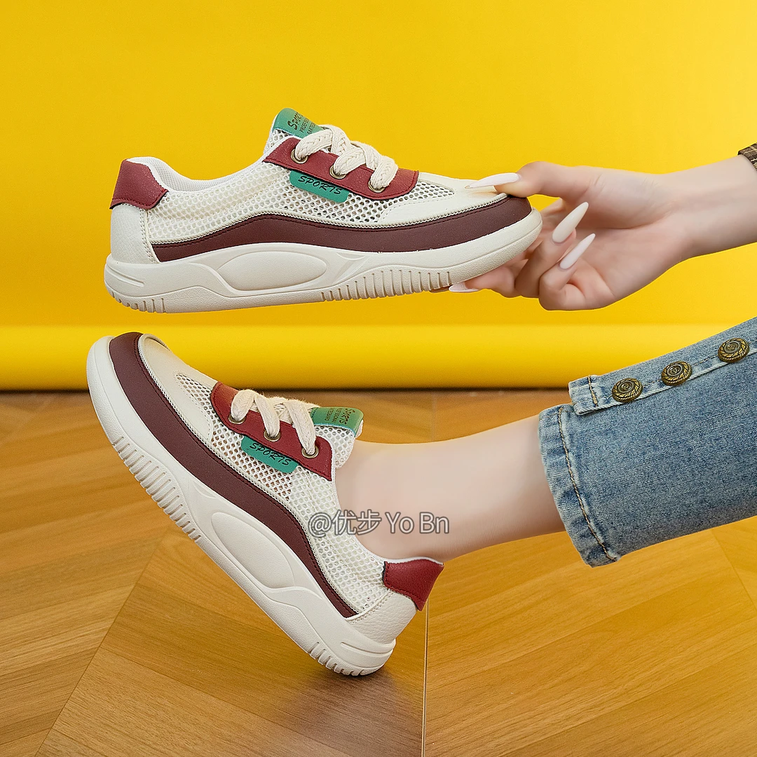 2025夏季新款小白鞋韩版ins女学生厚底增高网面透气休闲板鞋H61