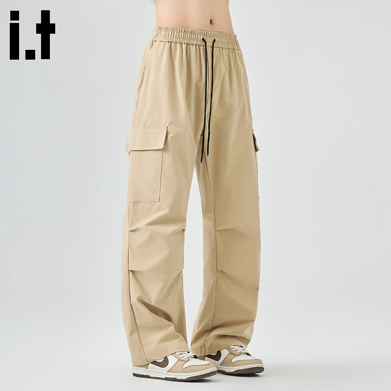 i.t:CHOCOOLATE卡其色工装直筒裤男士薄款2025新款秋冬宽松休闲裤