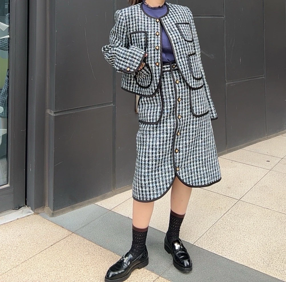 EENK格纹小香风半裙 WENDYZ