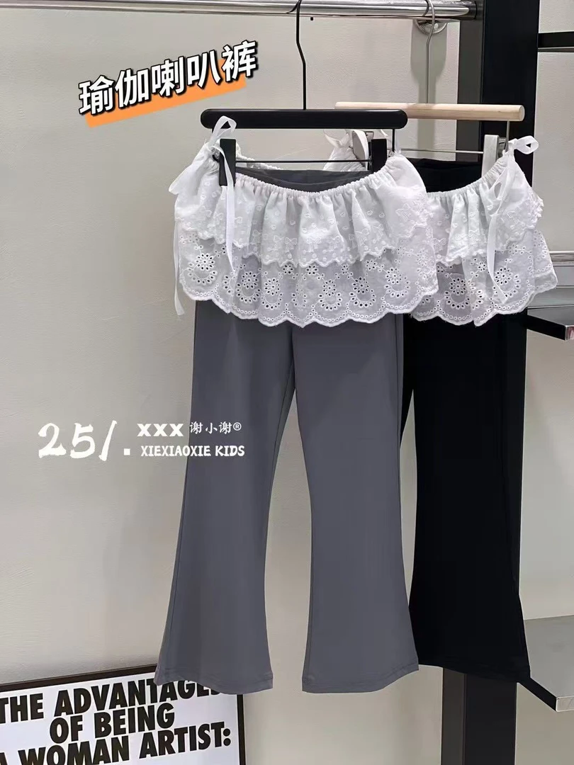 2025春夏超薄女童花边喇叭裤