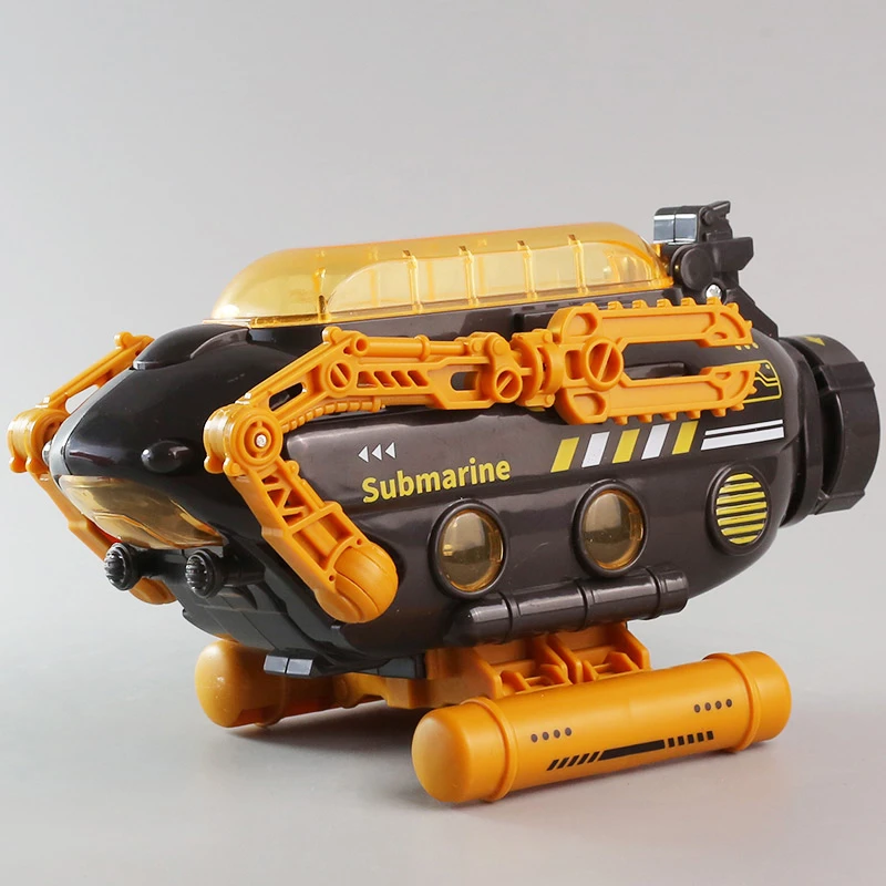机械潜水艇玩具回力旋转螺旋桨鲨鱼潜艇模型礼物仿真开盖潜艇模型