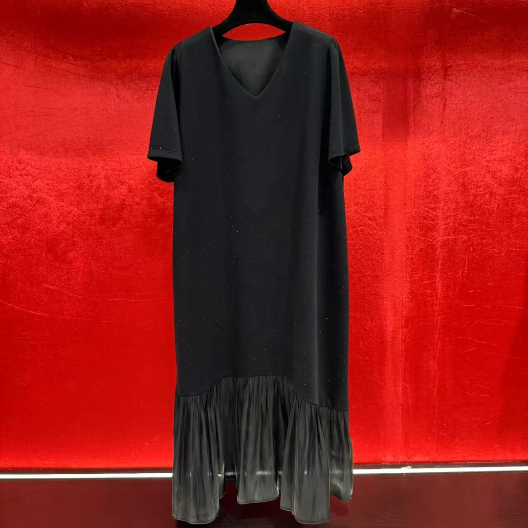 【YY专属】027深圳南油大码满天星烫钻鱼尾摆拼接连衣裙