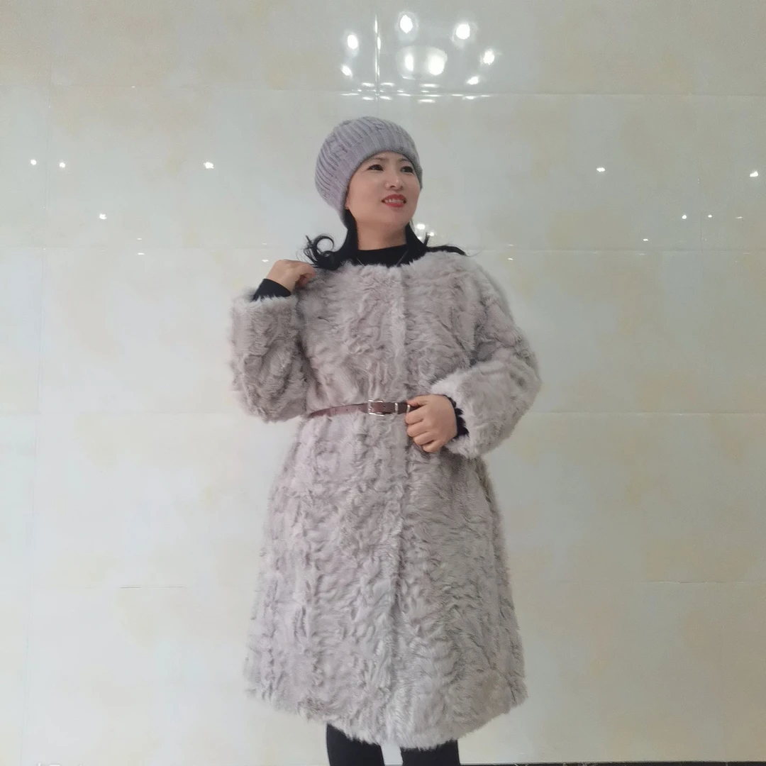 新款韩版圆领毛毛外套女时尚百搭（欧洲进口卡斯托毛毛）