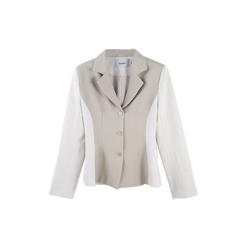 「巴黎慢调」2025春季新款翻领职业时尚拼接拼色外套女士HBZC641223